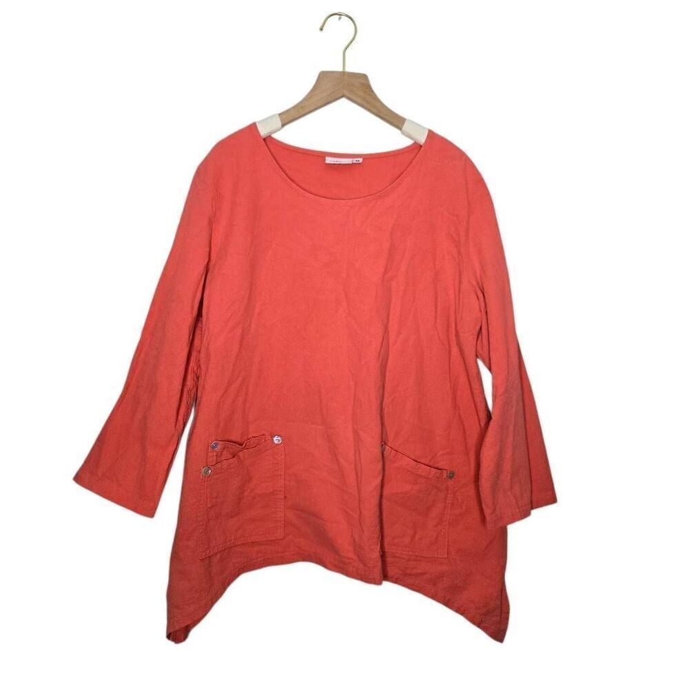 Hot Cotton Top Size Medium Gauzy Lagenlook Pockets Boxy